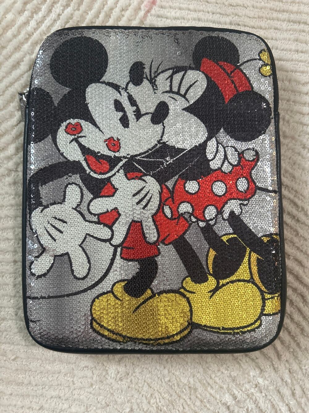 Disney Parks D-Tech Mickey & Minnie Mouse Sequin Padded Tablet iPad Sleeve Case